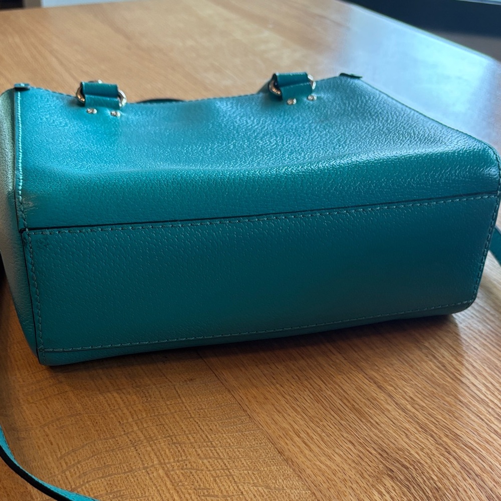 kate spade teal leather satchel handbag - Picture 5 of 5